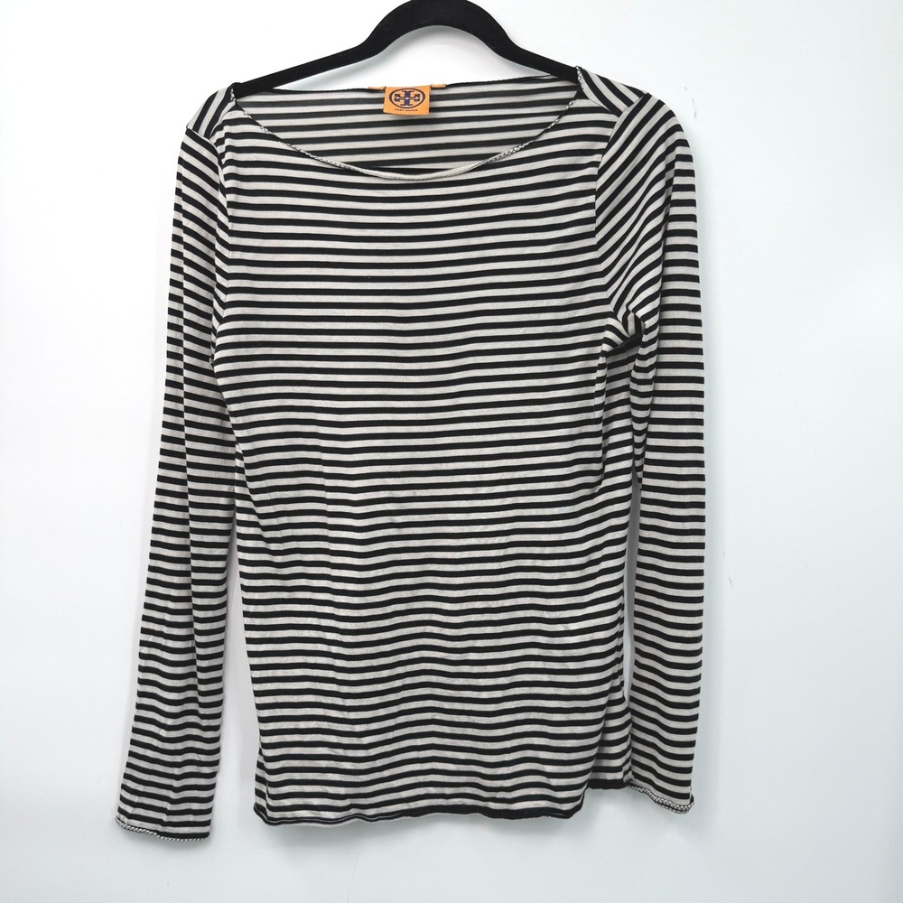 Tory Burch Striped Long Sleeve Top Women S Silk Blend Nautical Minimalist